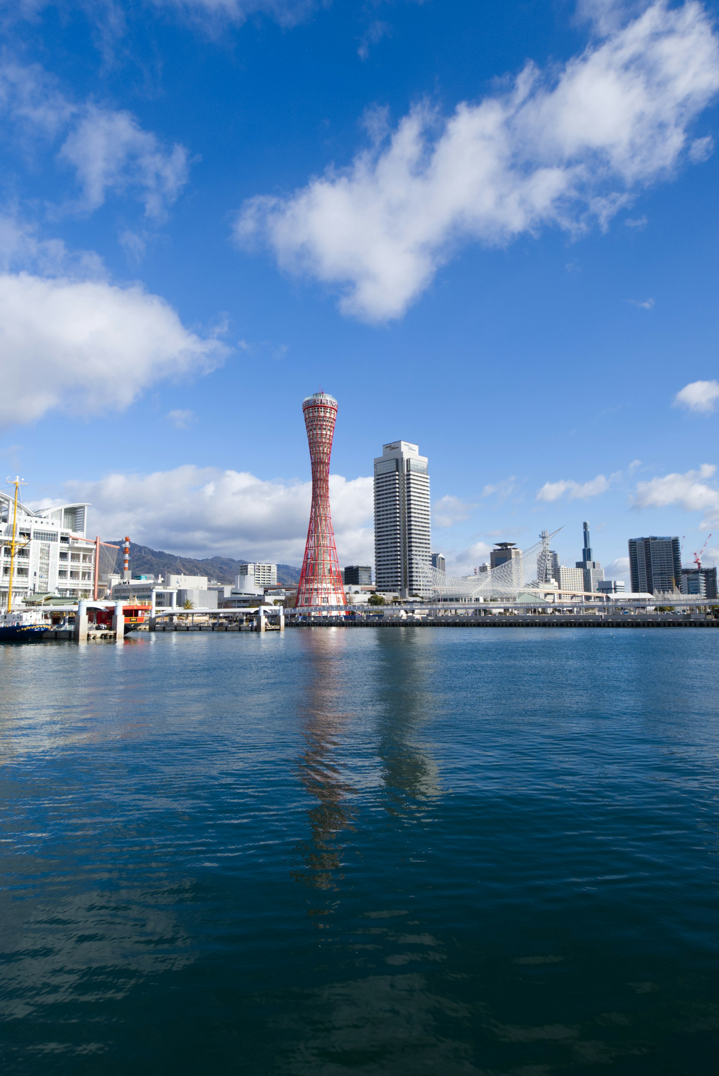 神戸港と神戸ポートタワーの風景